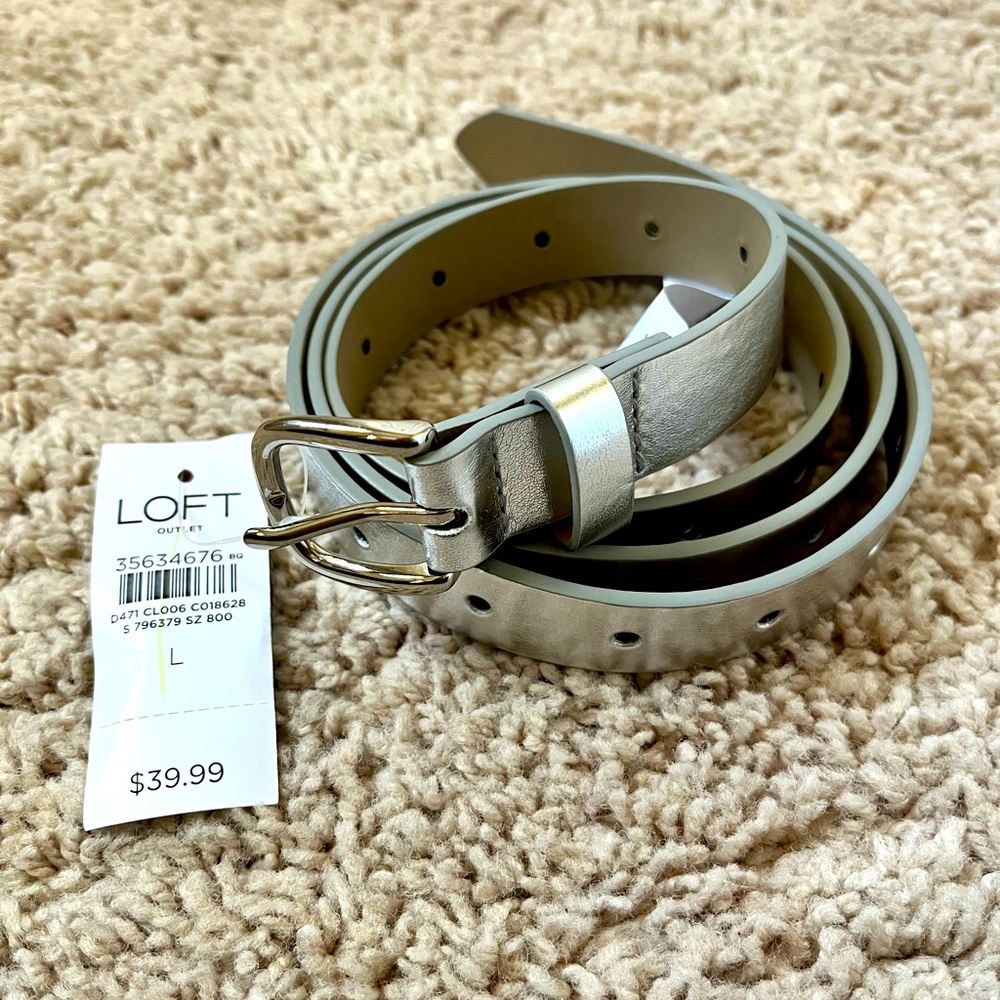 LOFT Silver Metallic Belt